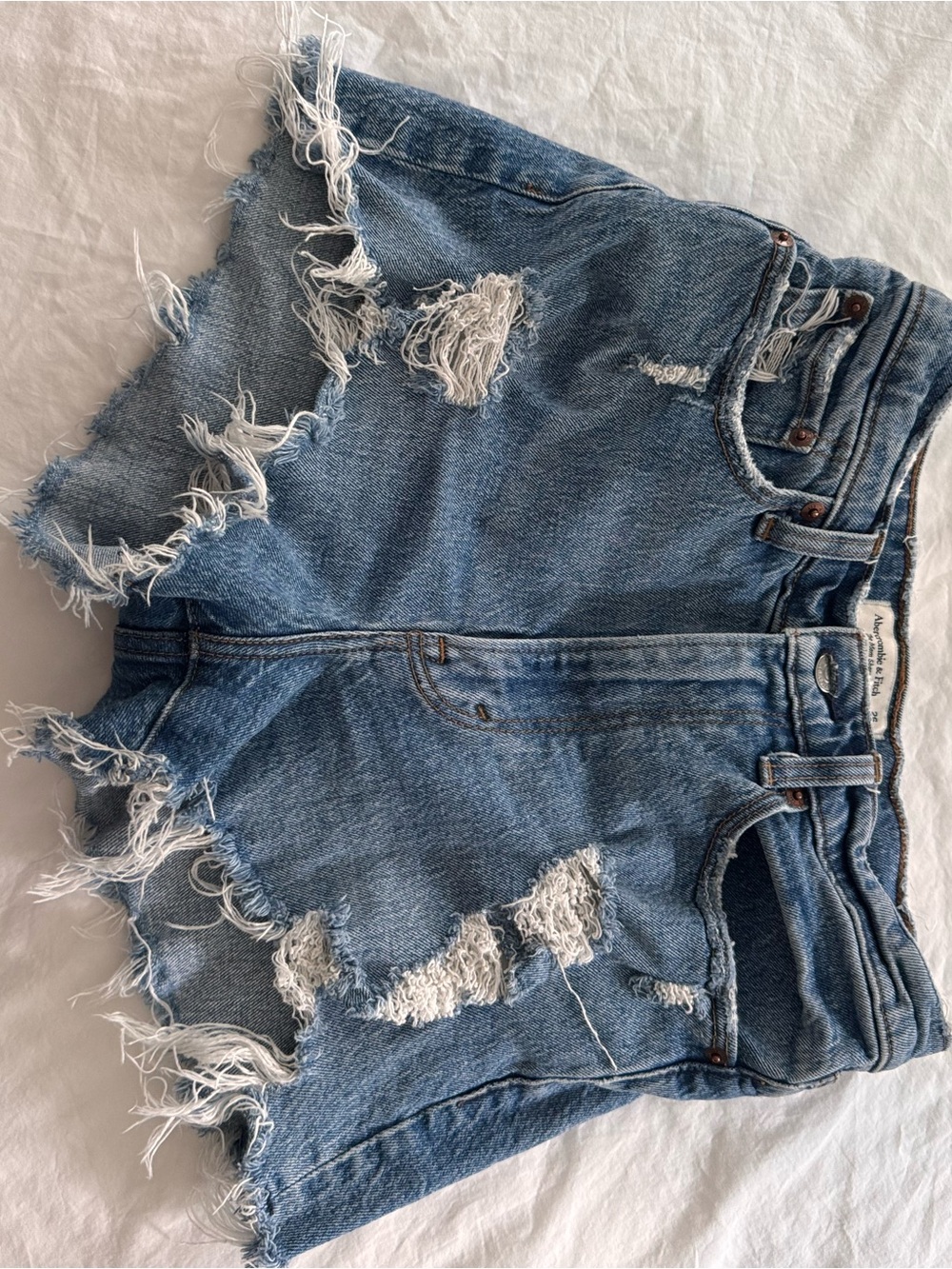 Abercrombie & Fitch Light Blue Distressed Denim Cutoff Shorts